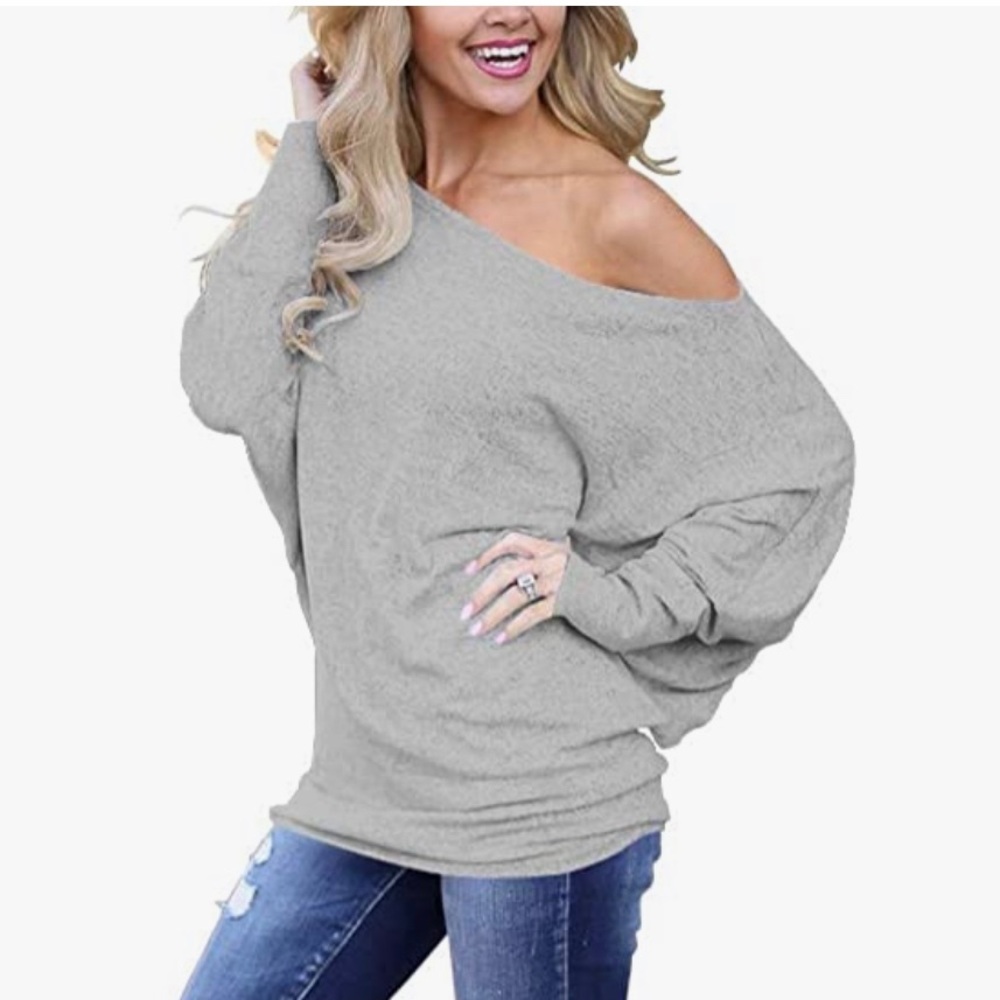 COPY - NWT Women's Off Shoulder Oversized Pullover Sweater Knit Loose Tunic Tops